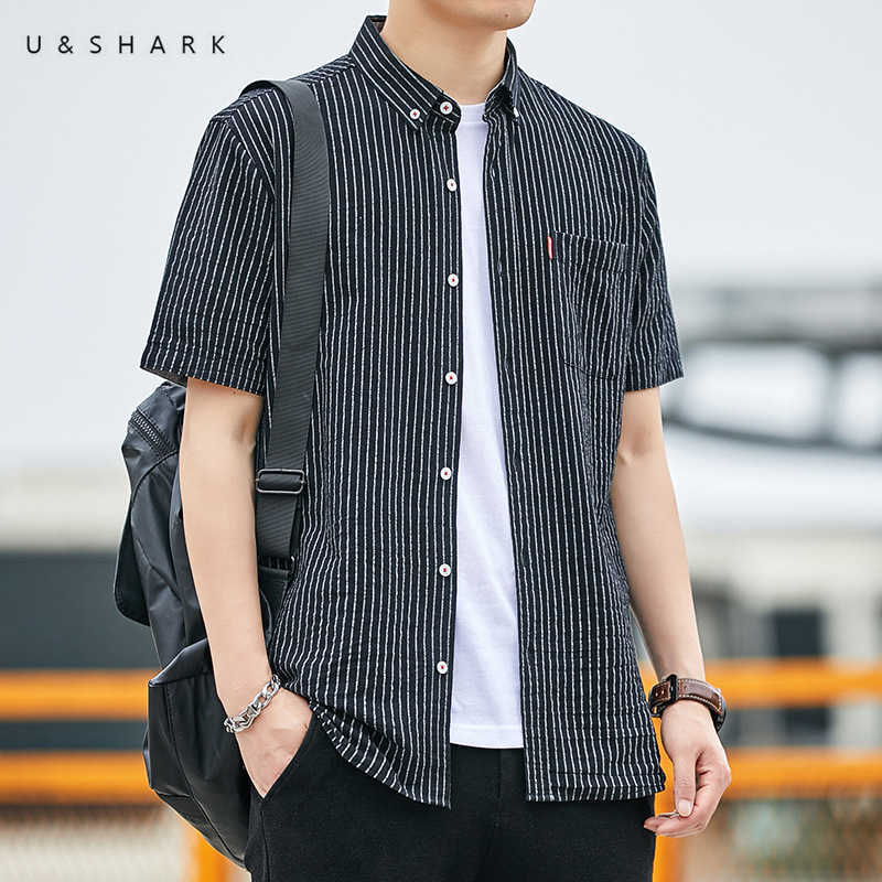 U&SHARK Classic Short Sleeve Black Striped Shirt Men Office Shirts Fashion Korean Clothes Cotton Button Up Casual Shirt Male 210603, White
U&SHARK Classic Short Sleeve Black Striped Shirt Men Office Shirts Fashion Korean Clothes Cotton Button Up Casual Shirt Male 210603, White