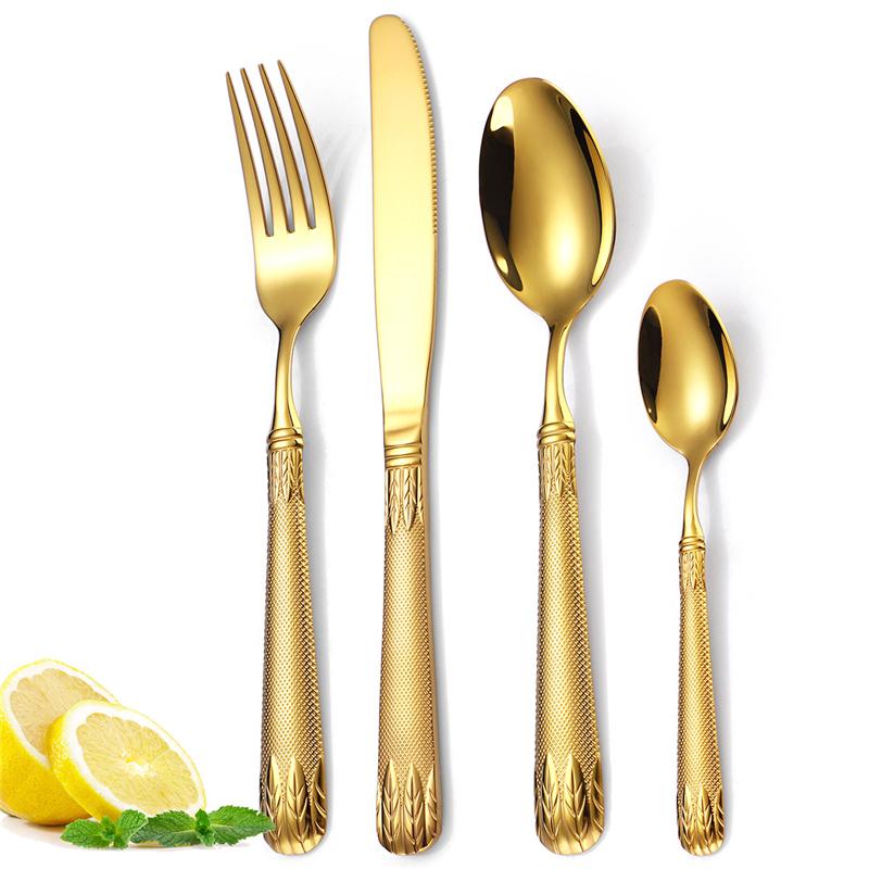 Dinnerware Sets Stainless Steel Tableware Retro Wheat Ears Cake Dessert Spoon Steak Fruit Knife Fork Teaspoon Luxury Western Cutlery
Dinnerware Sets Stainless Steel Tableware Retro Wheat Ears Cake Dessert Spoon Steak Fruit Knife Fork Teaspoon Luxury Western Cutlery