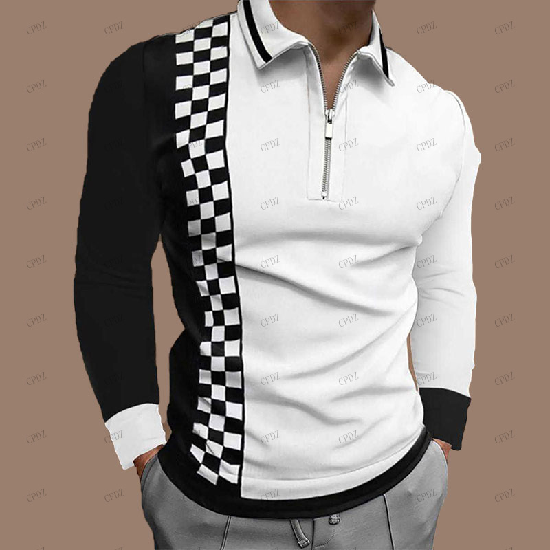 Mens Polo Designer Polos Long Sleeve T-shirt Fashion Style printed Zipper Polyester collar lattice Men Tees Clothes blura pattern blouse, P7
Mens Polo Designer Polos Long Sleeve T-shirt Fashion Style printed Zipper Polyester collar lattice Men Tees Clothes blura pattern blouse, P7