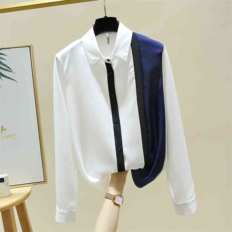 Spring Autumn Korean Style Office Ladies Turn Down Collar Long Sleeves Patchwork Shirt Women's Casual Blouse Shirts A4419 210519, Beige
Spring Autumn Korean Style Office Ladies Turn Down Collar Long Sleeves Patchwork Shirt Women's Casual Blouse Shirts A4419 210519, Beige