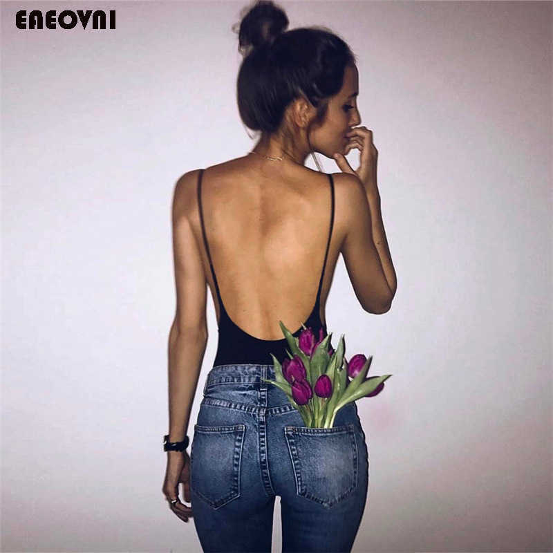 Summer Sexy Women's Backless Black Rompers Jumpsuit Cotton Camisole Overalls Body Suit Catsuit Outfit Wome 210622