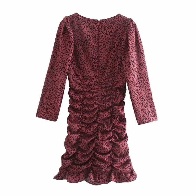 Women Dress Faux Jewelry Button Square-neck Long Sleeves Mini Dress Ruffled Hem Elegant casual vestidos femme robe 210709