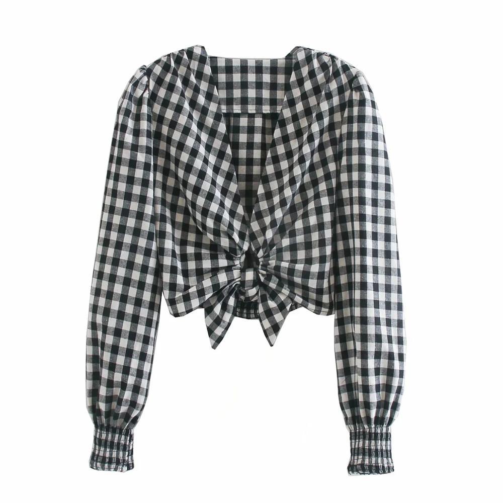 women bow plaid short shirts fashion ladies puff sleeve v-neck sexy club tops elegant female england style 210521, Gray
women bow plaid short shirts fashion ladies puff sleeve v-neck sexy club tops elegant female england style 210521, Gray