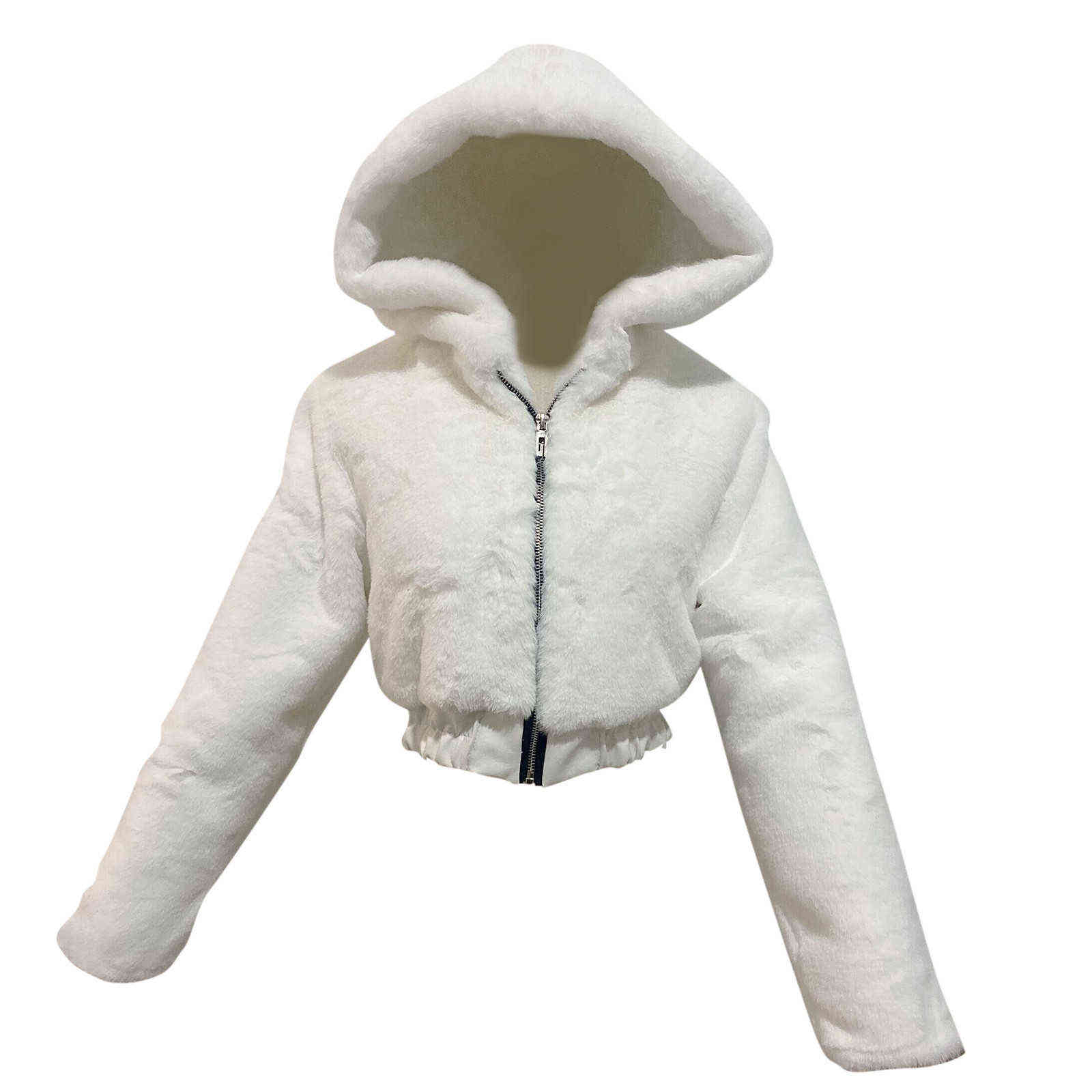 Harajuku Hoodies Women's Jacket Oversized Hoodie Fashion Hooded Sweatshirts Pure Color Long Sleeve Zipper Plush Casual Coat Tops Y1118