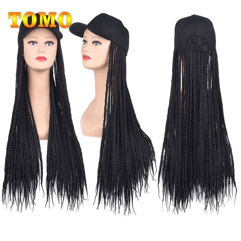 Synthetic Wigs Ombre Box Braids Wig Baseball Cap With 24inch Long Boxed Braiding Hair Heat Resistant For Women Girls