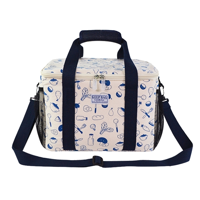 One shoulder portable lunch printed canvas aluminum foil ice large square insulation bag, Blue
One shoulder portable lunch printed canvas aluminum foil ice large square insulation bag, Blue