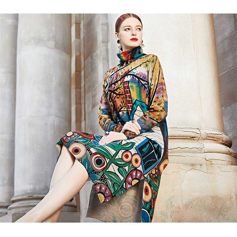 Autumn Winter Vintage Casual Floral Warm Long Turtleneck Wool Sweaters Elegant Women Print Bodycon Knitting Sweater Dresses 211110, Picture color
Autumn Winter Vintage Casual Floral Warm Long Turtleneck Wool Sweaters Elegant Women Print Bodycon Knitting Sweater Dresses 211110, Picture color