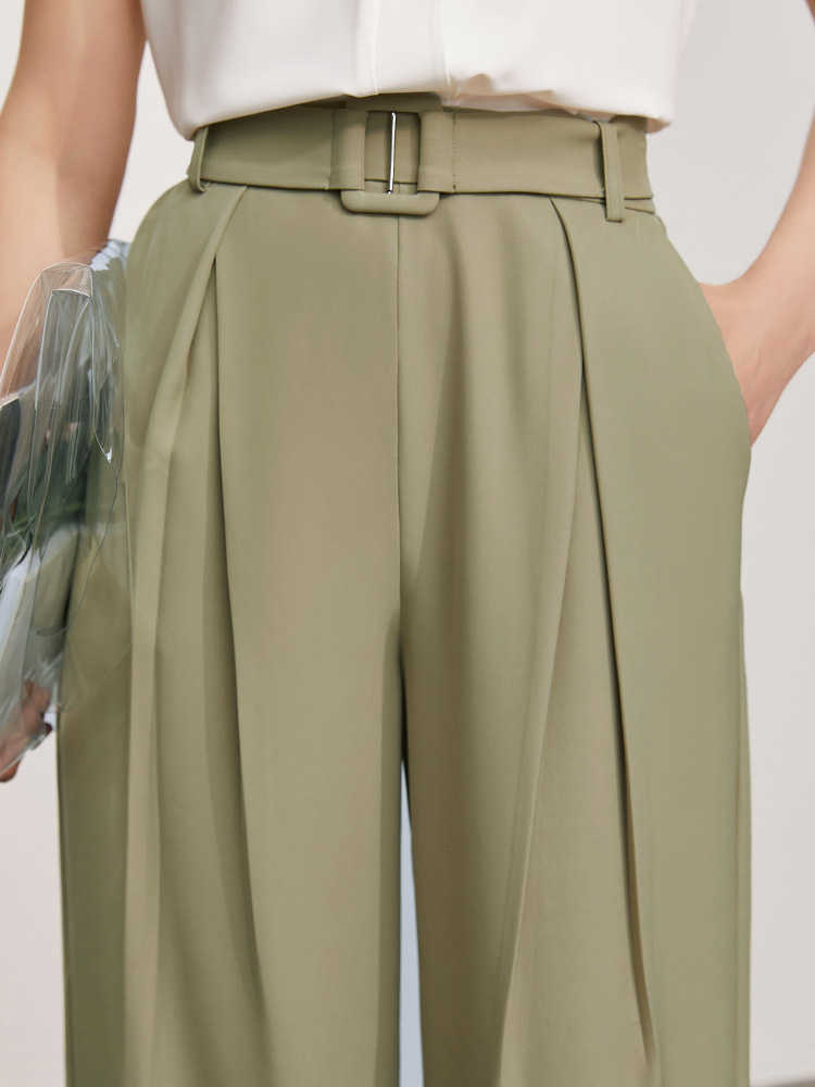 Minimalism Summer Causal Pants For Women Offical Lady High Waist Loose Women's Trousers Fashion 12130231 210527