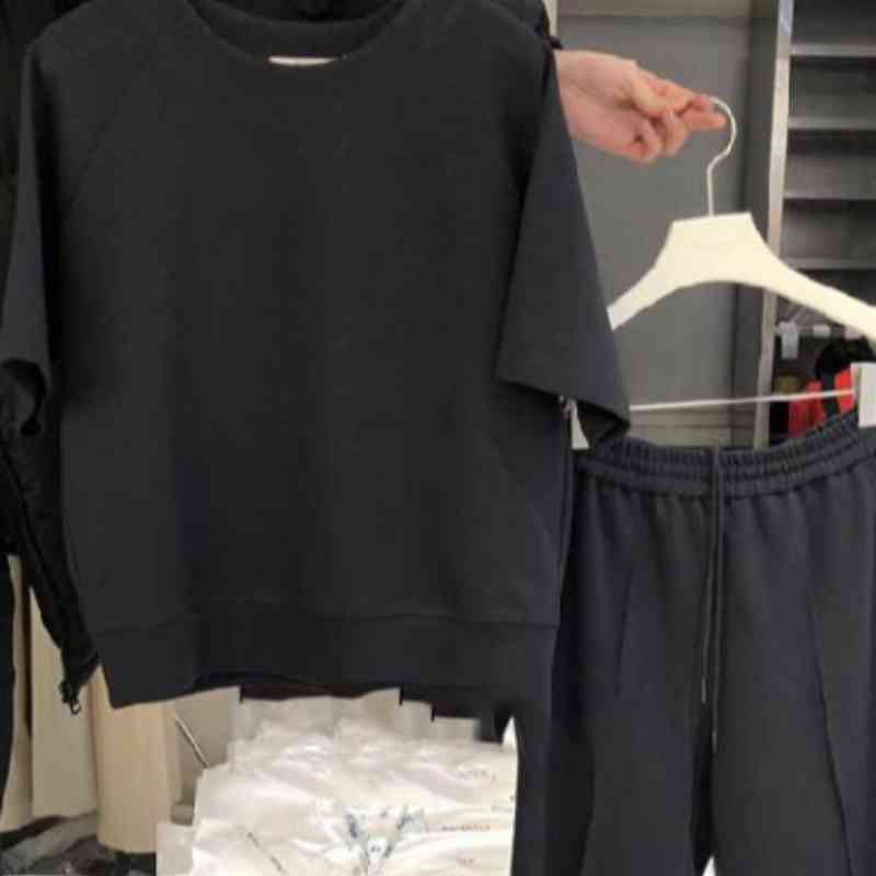 Nomikuma Korean Two Piece Suits Short Sleeve O-neck T Shirt + Lace Up Stretch High Waist Long Pant Causal Women Pants Sets 6H368 210427