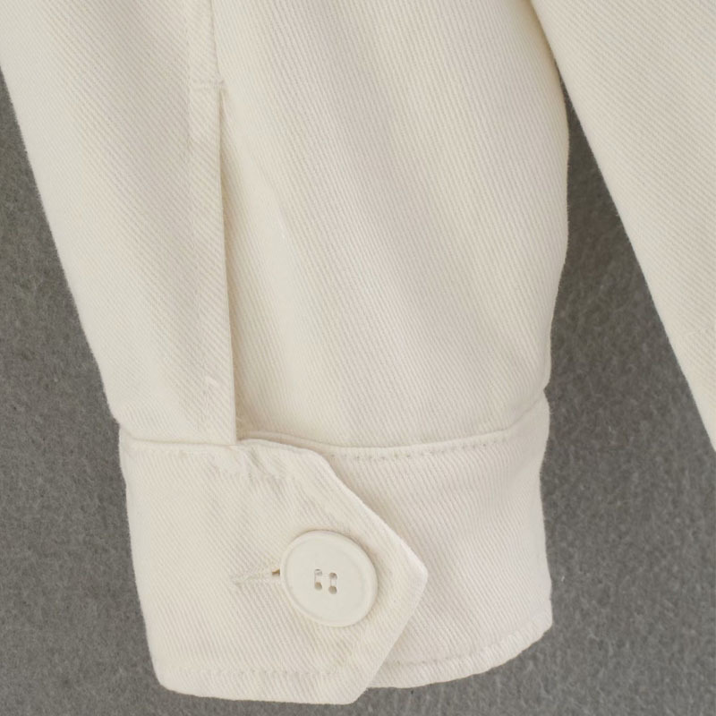 Pearl-embellished Single-breasted Double-pocket Long-sleeved Cotton Chic Women's Jacket Lapel Tooling Beaded Female Coat Tops 210507