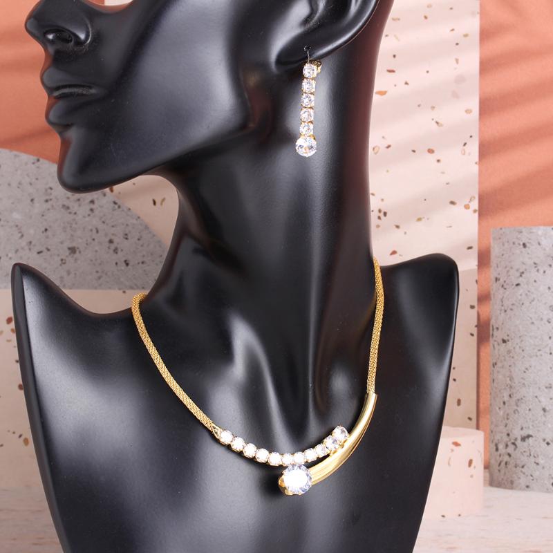 Earrings & Necklace Jewelry Set For Women 2021 Dubai Geometry Cubic Zircon Gold Color Earring African France Wedding Party Jewelery, Silver
Earrings & Necklace Jewelry Set For Women 2021 Dubai Geometry Cubic Zircon Gold Color Earring African France Wedding Party Jewelery, Silver