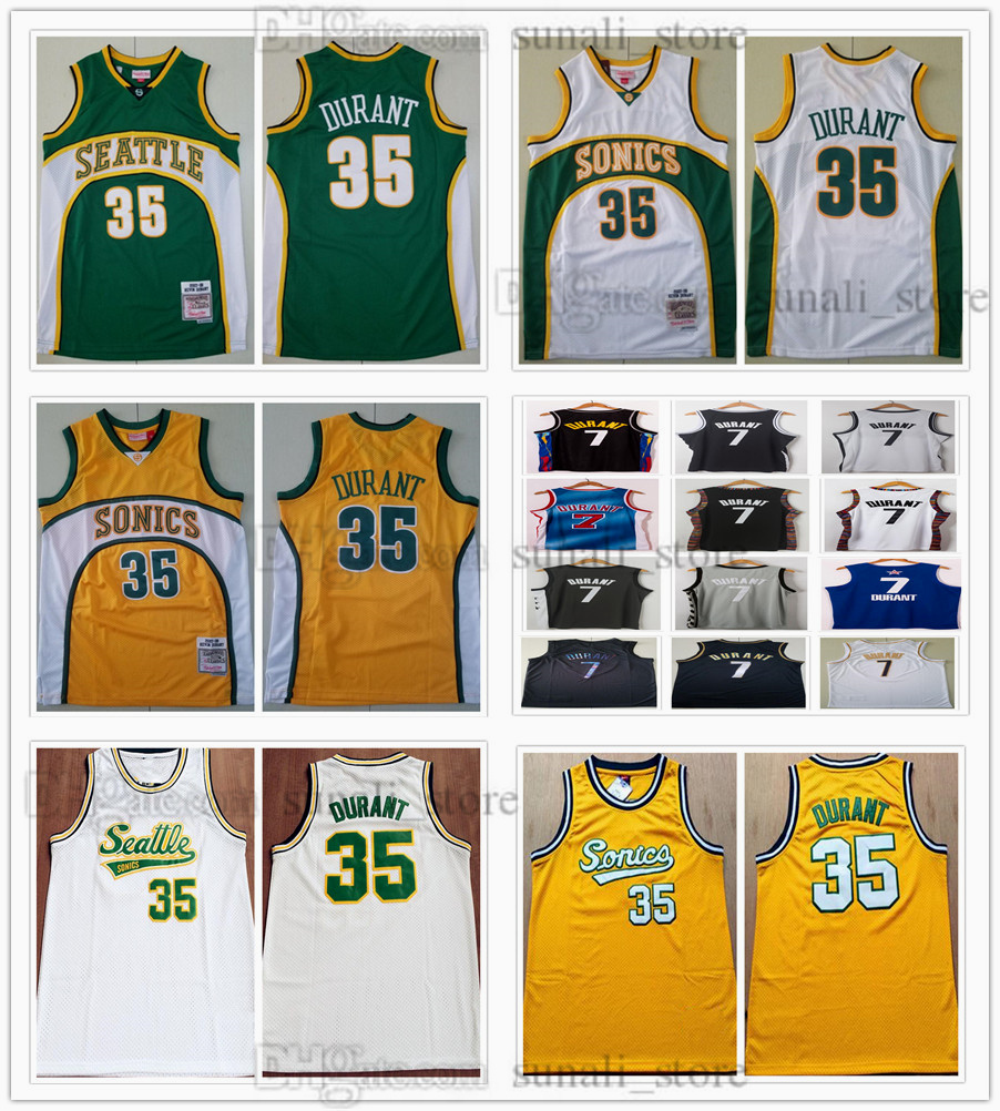Men Basketball 35 Kevin 7 Durant Jerseys Stitched Green Yellow White Home Away Black Blue Breathable Sports Shirts Good Quality
Men Basketball 35 Kevin 7 Durant Jerseys Stitched Green Yellow White Home Away Black Blue Breathable Sports Shirts Good Quality