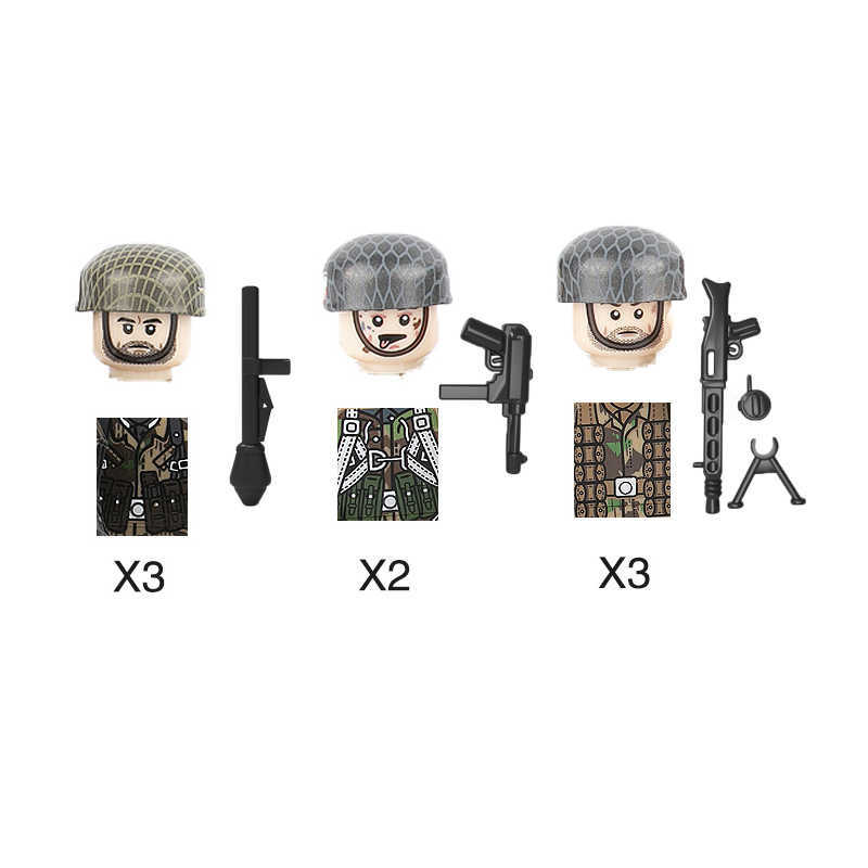 Military WW2 German Building Blocks Minifigs Soldiers Officers 98k Gun Accessories Mini Bricks Children Educational Toys Gift Y0808