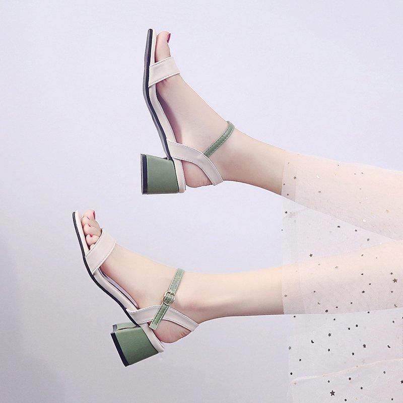 Sandals 2021 Summer Korean Style Women's Word Belt Mid-heel Thick Heel High-heeled Roman Shoes Sandaleas De Mujer, Green
Sandals 2021 Summer Korean Style Women's Word Belt Mid-heel Thick Heel High-heeled Roman Shoes Sandaleas De Mujer, Green