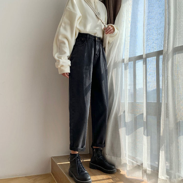 Nomikuma Korean High Waist Women Demin Pants Causal Autumn Winter New Ankel Trousers Loose Demin Straight Pants Mujer 6D169 210427