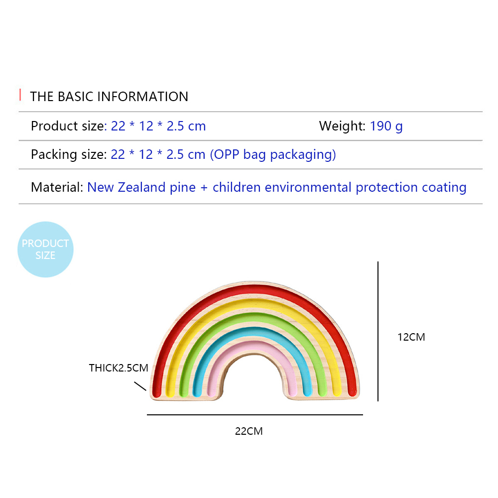ins Style Wooden Rainbow Building Blocks Toy For Kids Room Decor, Newborn Photography Props Blocks Ornament