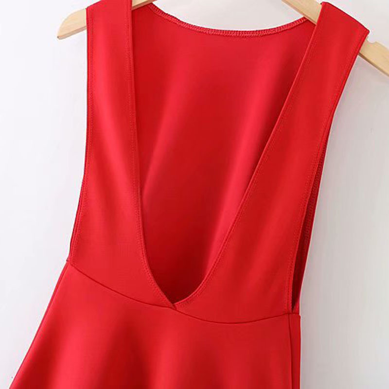 Sexy Slim Backless Round Neck Sleeveless Dress Women's Vintage Simple and Stylish Female Chic Mini Dresses 210507