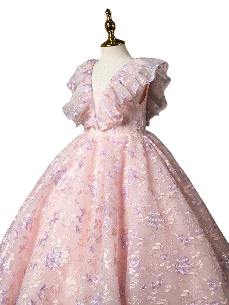 Custom Made Beautiful Pink Flower Dresses for Weddings 2021 Pretty Formal Girls Long Lace Gowns Cute Satin Puffy Tulle Pageant Dress