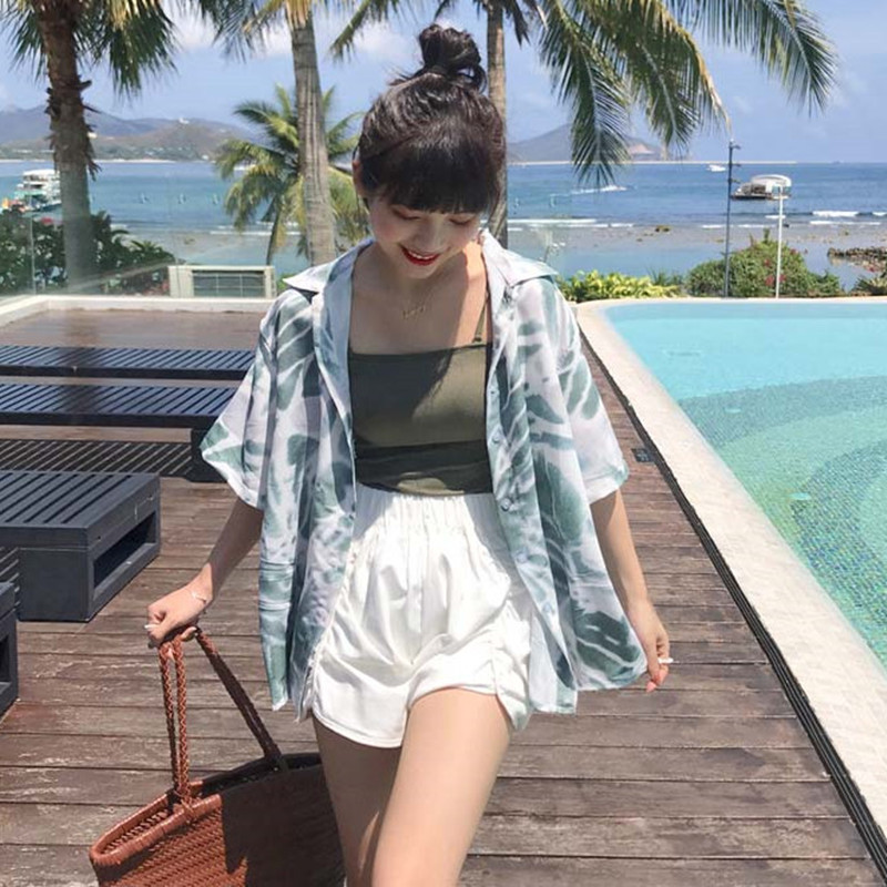 femme womens tops 2021 summer korean style leave print short sleeve thin chiffon shirt women blouses (F3992), White
femme womens tops 2021 summer korean style leave print short sleeve thin chiffon shirt women blouses (F3992), White