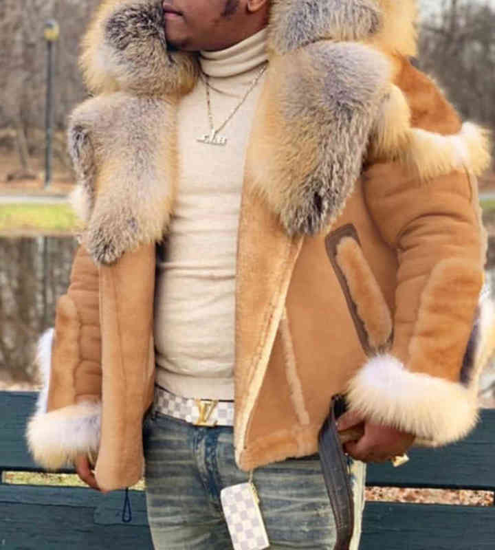 Men039s Wear Imitation Leather Plush Fur Coat Big Fur Collar Winter Collar And Long Sleeves Wool Liner Jackets Coats Y2112213789451