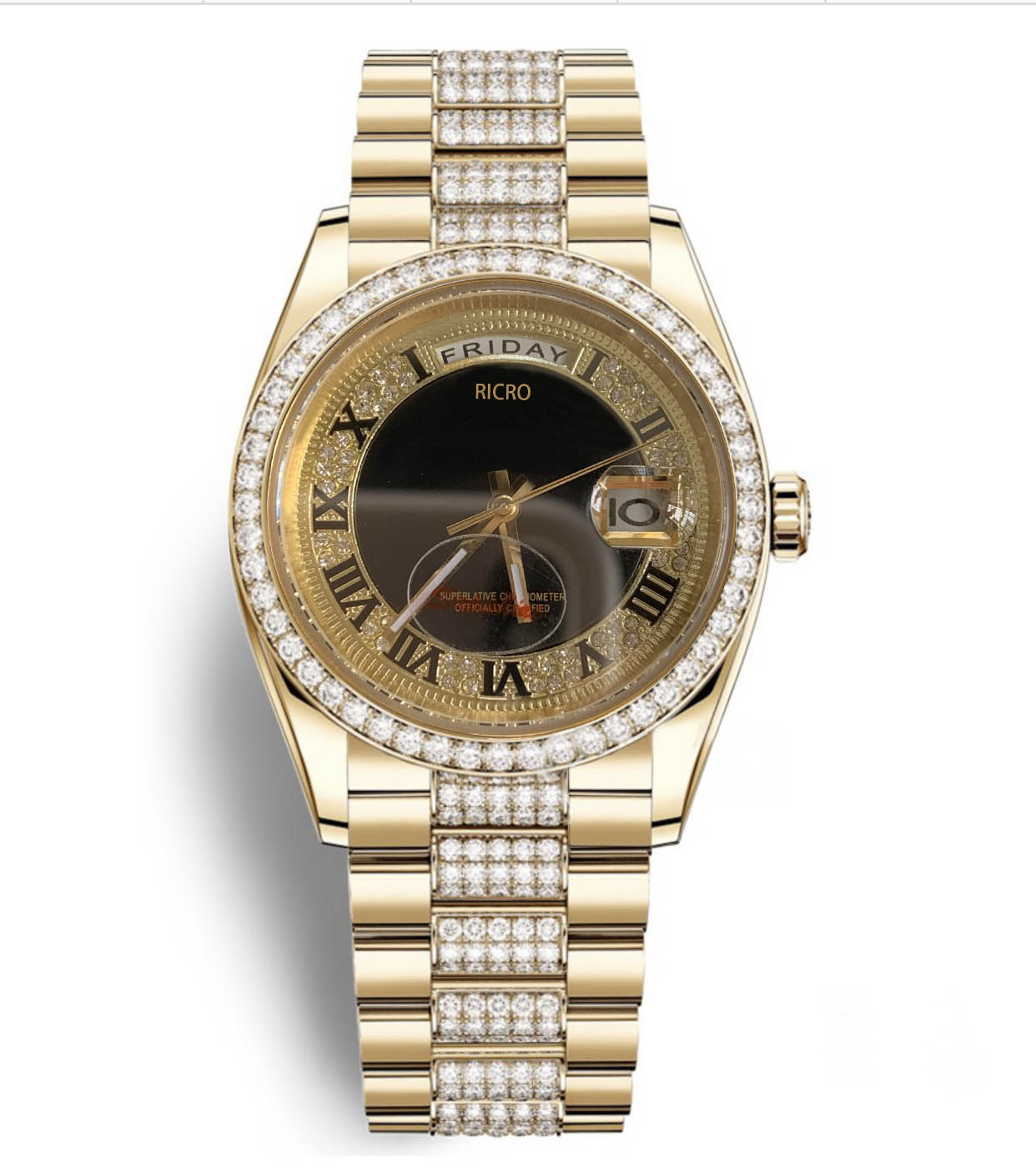 Master watch luxurious and noble diamond case 36 mm sapphire glass automatic mechanical movement day calendar black Roman numerals wholesale retail
Master watch luxurious and noble diamond case 36 mm sapphire glass automatic mechanical movement day calendar black Roman numerals wholesale retail