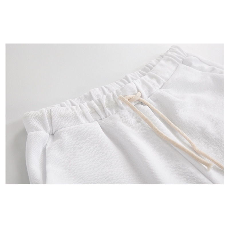 IEFB Summer Shorts Men's Korean Fashion White Knee Length Pants Casual Loose Drasstring Elastic Black Beach Sports Shorts 9Y7206 210524