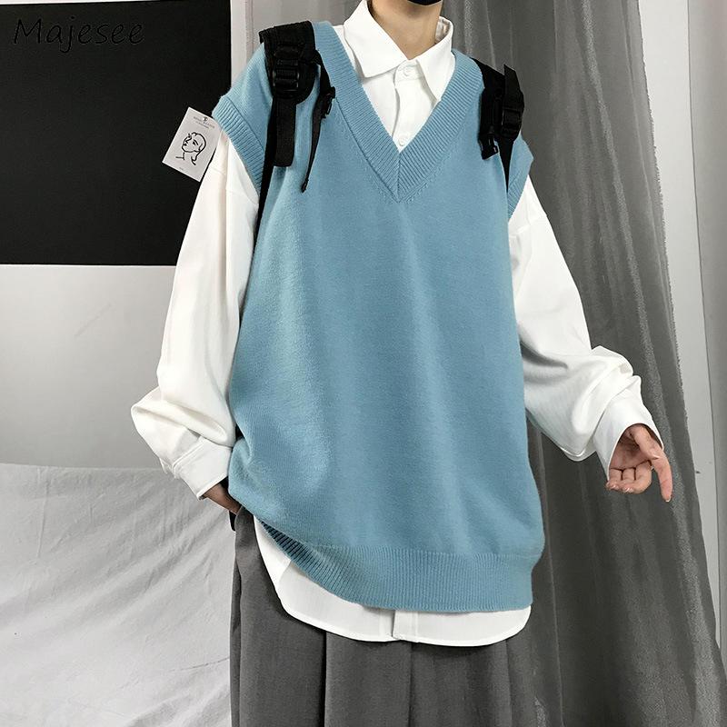 Men's Vests Sweaters Vest Men Sleeveless Tops Fall Solid Simple All-match Fashion Design V-neck Loose Students Vintage Chic Ulzzang, Blue sweater vest
Men's Vests Sweaters Vest Men Sleeveless Tops Fall Solid Simple All-match Fashion Design V-neck Loose Students Vintage Chic Ulzzang, Blue sweater vest