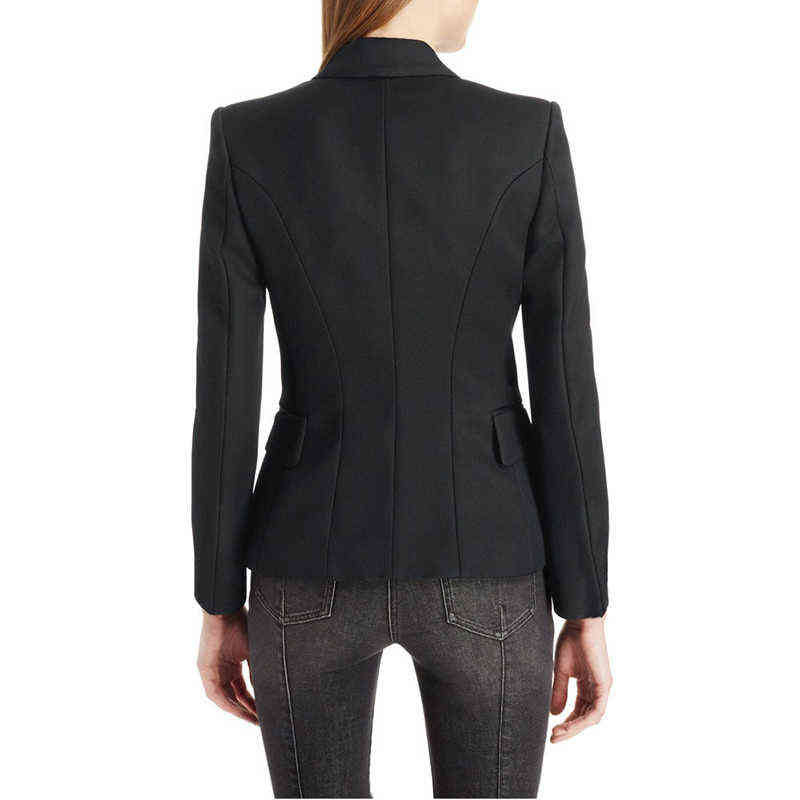 Office Lady Double Breasted Blazer Solid Slim Spring Autumn Women Jacket Suit Notched Long Sleeve Blazers for Female 211122