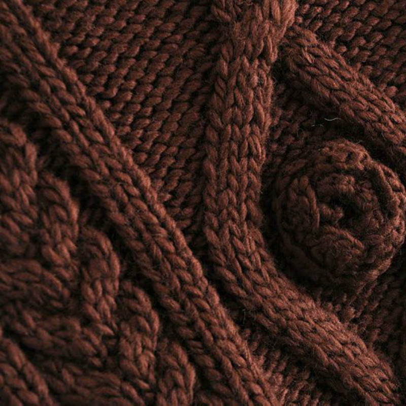 Vintage Woman Loose Burgundy Mock Neck Crochet Sweater Winter Fashion Ladies Thick Tops Female Casual Warm Knitwear 210515