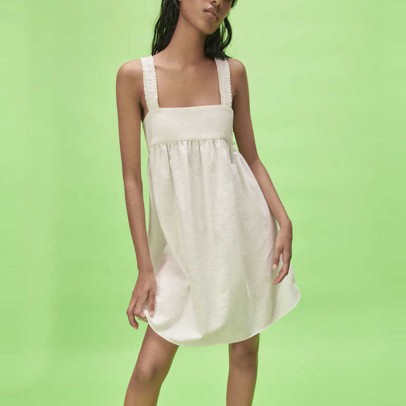 Za Women Textured Weave Mini Summer Dress Sleeveless Straps Elastic White Beach Dress Back Zip Woman Pleat Loose Dresses 210602
Za Women Textured Weave Mini Summer Dress Sleeveless Straps Elastic White Beach Dress Back Zip Woman Pleat Loose Dresses 210602