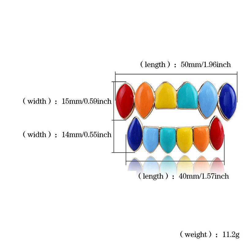 Gold Grillz Teeth Set High Quality Fashion Mens Hip Hop Jewelry Colorful Dental Grills