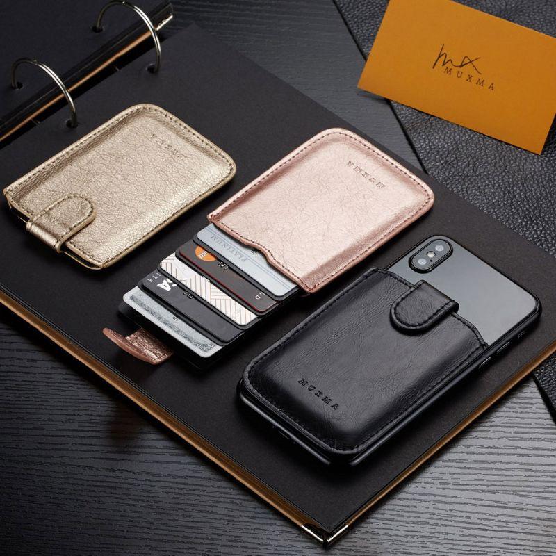 Wallets Fashion Men Women PU Leather Wallet Card Holder Bag Adhesive Case Pouch Sticker For Cell Phone 5 Pockets1