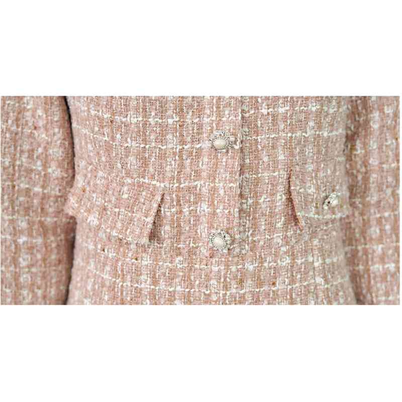 Tweed Woolen Dress For Women Full Sleeve Bodycon Robe Ladies Autumn And Winter Office Female Elegant 210520