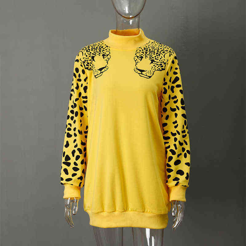 Leopard Print Women's Long Sleeve Patchwork Sweatshirts Women Pullover Spring Autumn Streetwear Sweatshirt Female Autumn 211108