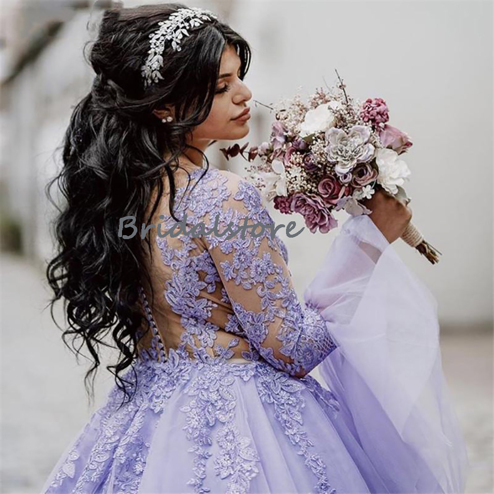 Fariy Lilac Quinceanera Dresses Mexica 2022 With Puff Sleeves Princess Tulle Lace Prom Dress Elegant Sweet 15 Brithday Skirt Engagement Party Gown Ves