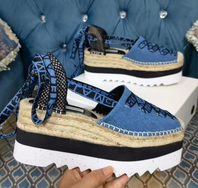 Gaia Platform Espadrilles Stella Mccartney Sandals 8cm Increasing Fashion Wedge Denim Summer Shoes 7760, Blue
Gaia Platform Espadrilles Stella Mccartney Sandals 8cm Increasing Fashion Wedge Denim Summer Shoes 7760, Blue