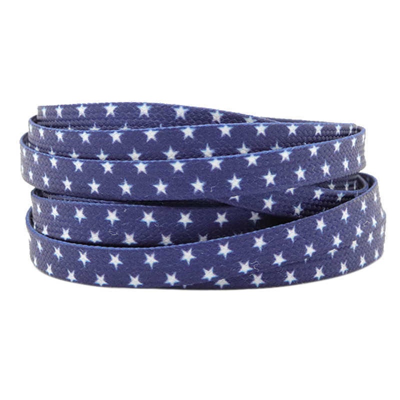 Pentalpha Pentagram Shoelaces Sublimated Printed Blue White Five-Pointed Star Boot Laces For Sneakers Flats
