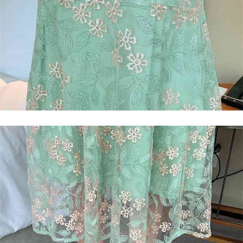 Women's Suspender Floral Dress Summer Korean Fashion Lace Collar Temperament Female Vestidos Chiffon Dresses 210515