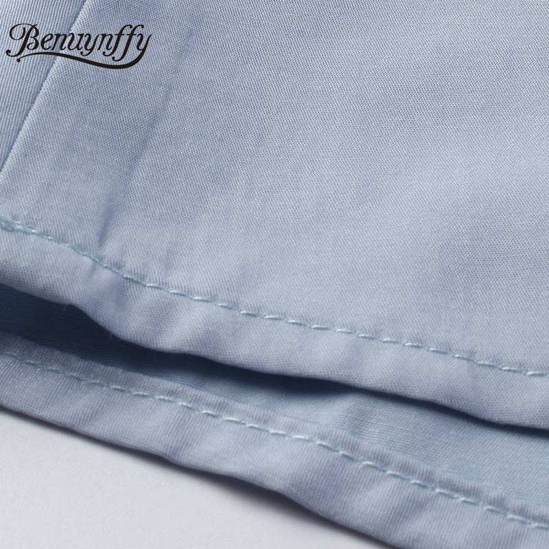 Solid Button Summer Tops For Women Loose Casual OL Three Quarter Length Sleeve V-Neck Top Blouse Female 210510