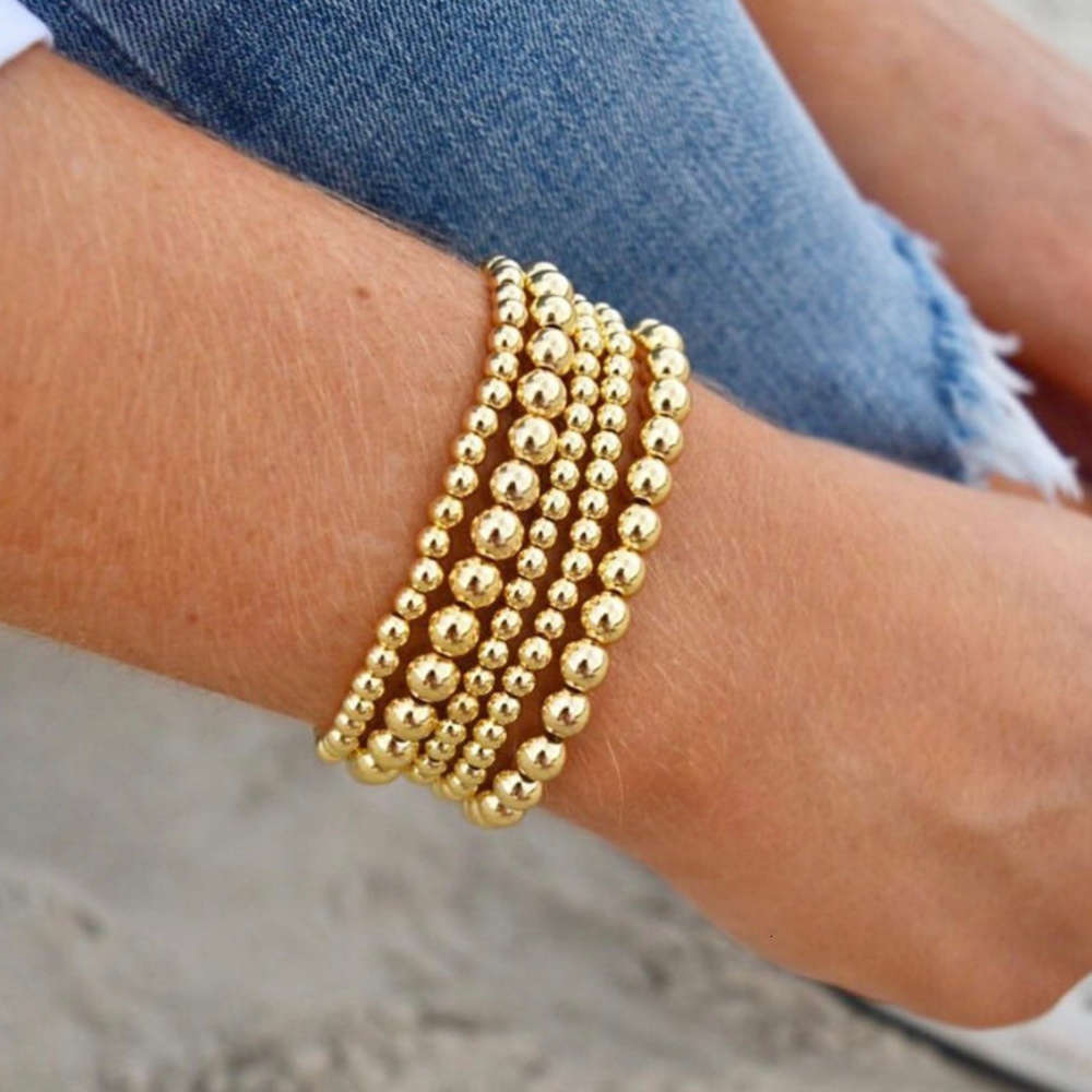 Wholale Lucky 14k Gold Filled Beads Beaded Stackable Bracelets Beaded Stretch Bracelet Minimalist7675073
