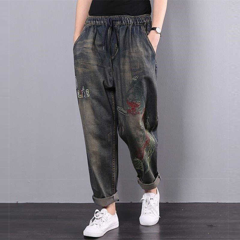 Autumn Winter Arts Style Women Elastic Waist Harem Pants Embroidery Loose Vintage Jeans Cotton Casual Denim Pants Big Size D427 210608, 88 eagle
Autumn Winter Arts Style Women Elastic Waist Harem Pants Embroidery Loose Vintage Jeans Cotton Casual Denim Pants Big Size D427 210608, 88 eagle