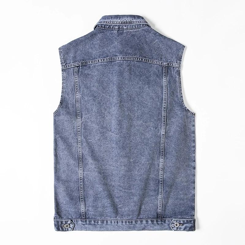 Men's Vests Big Size 8XL Men Denim Vest Coat Fashion Loose Gilet Outerwear Male Casual Chaleco Hombre Sleeveless Fat Jeans Waistcoat Jacket