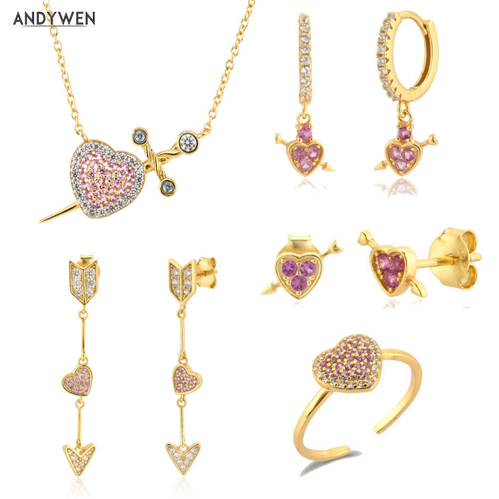 ANDYWEN 925 Sterling Silver Love Valentiens Gift Drop Earring Stud Piercing Ring Jewelry Set Multi Pink Zircon Fine 210608, White
ANDYWEN 925 Sterling Silver Love Valentiens Gift Drop Earring Stud Piercing Ring Jewelry Set Multi Pink Zircon Fine 210608, White