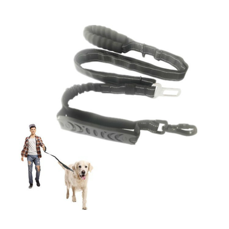 Reflective Dog Leash Traction Rope With Car Seat Safety Buckle Double Handles Puppy Dogs Walking Outdoor Car Leash Adjustable