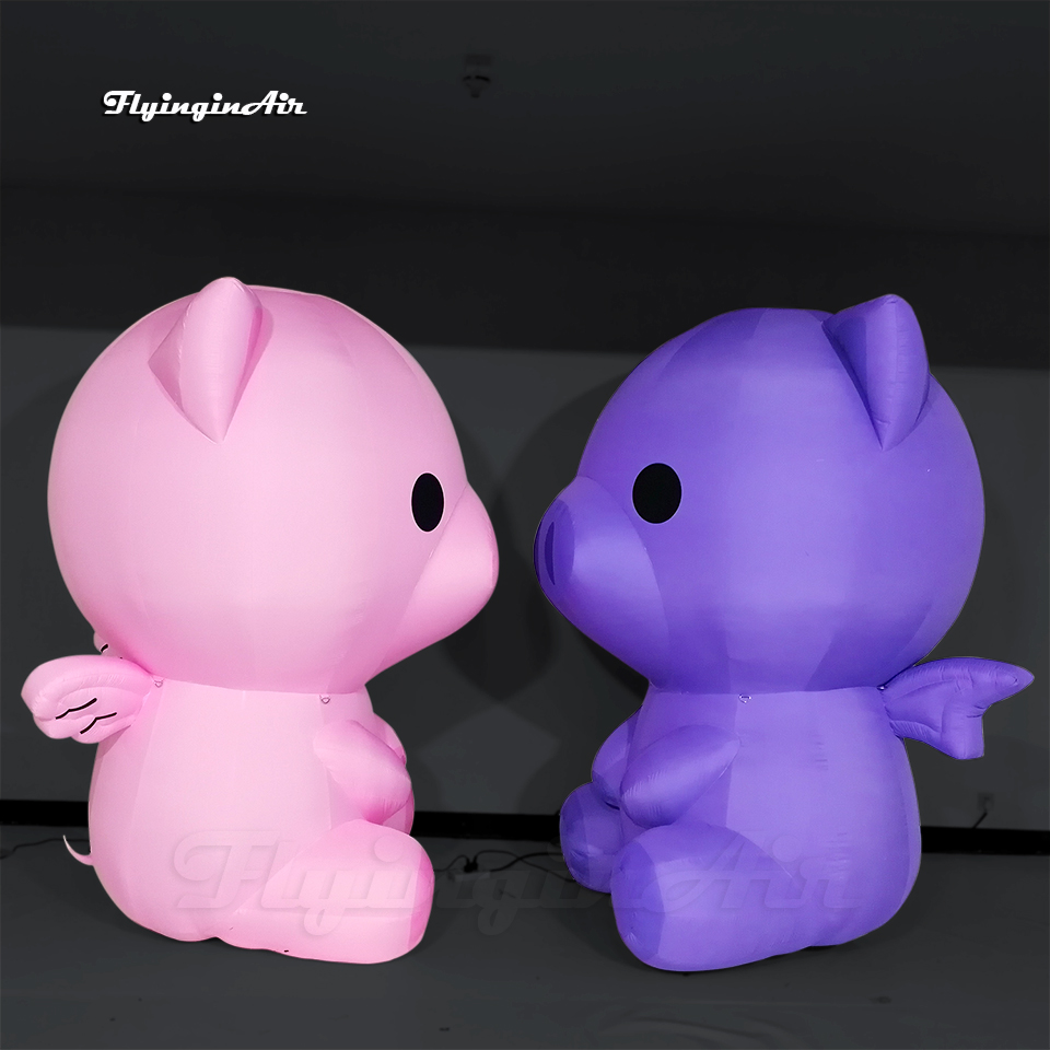 Cute Advertising Inflatable Angel Pig 2.5m Cartoon Animal Balloon Blow Up Chubby Flying Piggy With Wings For Outdoor Event