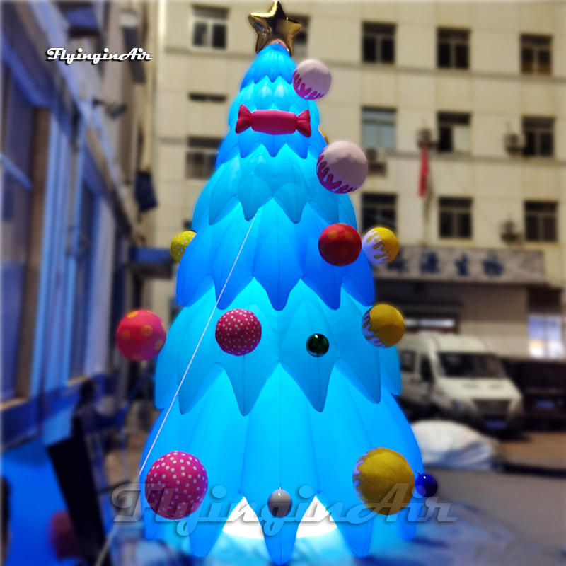 Personalized New Year Decorations 7m Blue Outdoor Simulated Inflatable Christmas Tree With Ornaments For Yard Winter Decoration