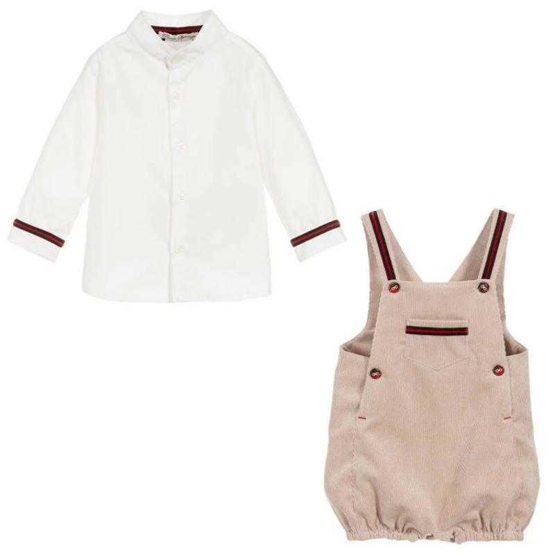 2PCS Baby Boys Boutique Clothes Set Autumn Kids Clothing Suit Children Long Sleeve White Shirt + Pants Infant Spanish Outfits 210615
