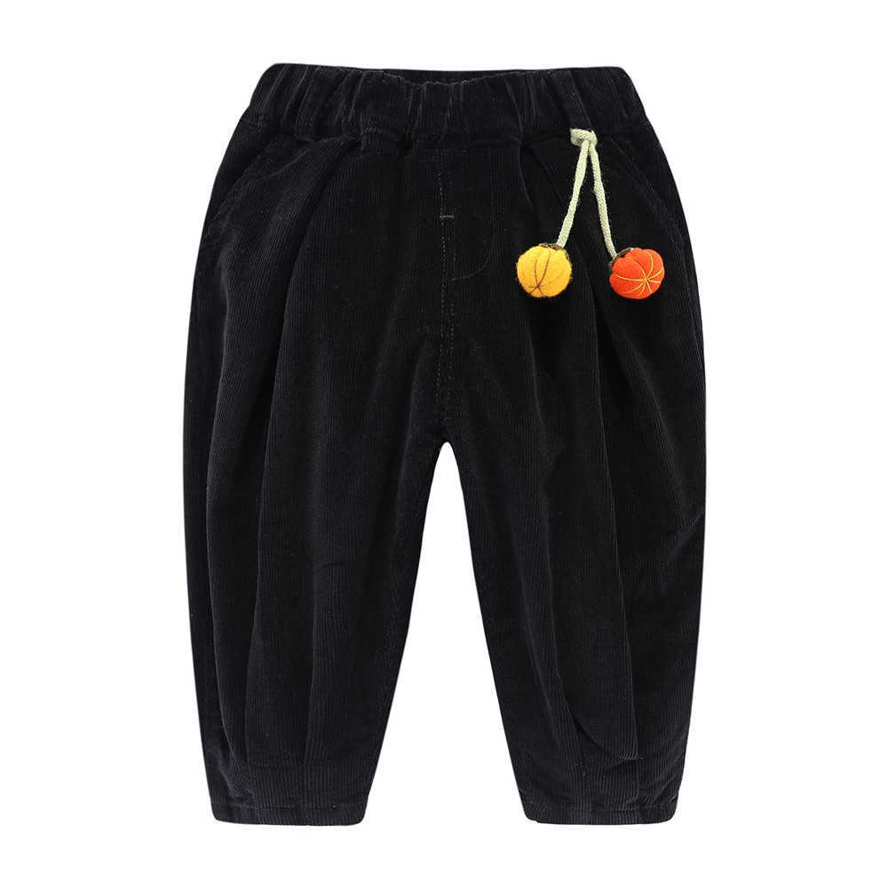 Mudkingdom Baby Girls Corduroy Pants Jogger Comes with Plush Pumpkin Pendant Solid Soft Elastic Waist Harem 210615