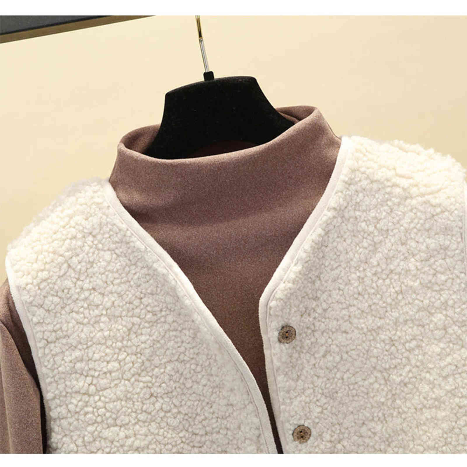 Thick Faux Fur Vest Jacket Winter Women Sleeveless Garment Waistcoat Overcoat Casual Suede Warm Long Female Coats Outerwear 211120