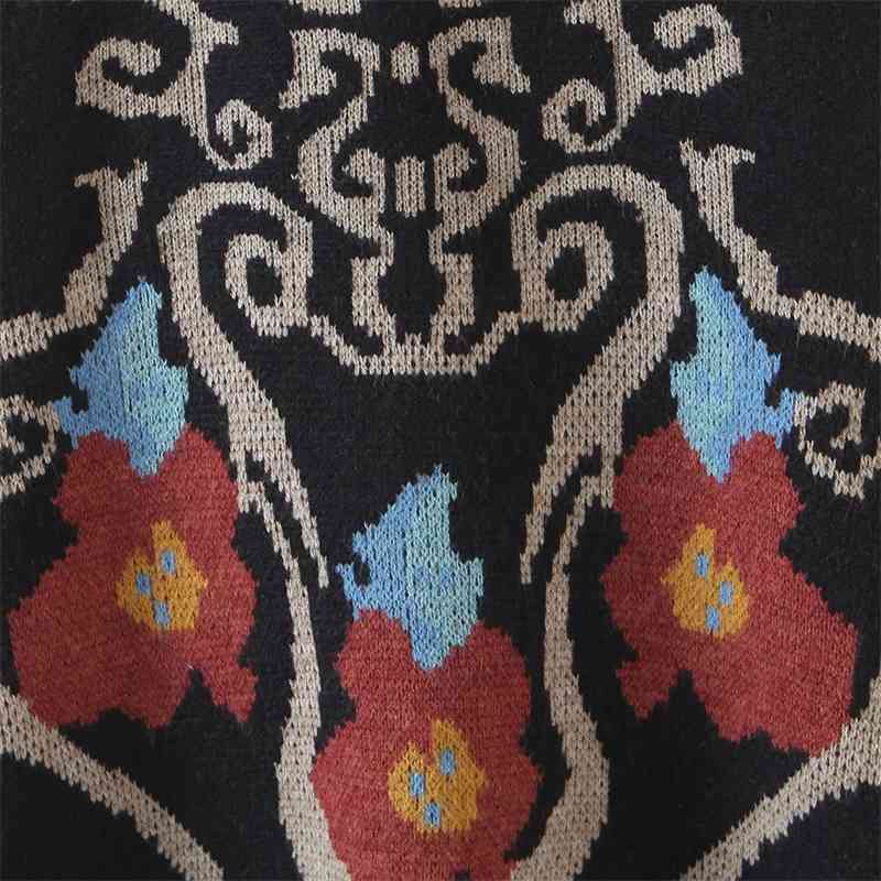 Women Spring Autumn Folk-Custom Fashion Totem Sweater Female V-Neck Vest Pullover Chic Top 210520